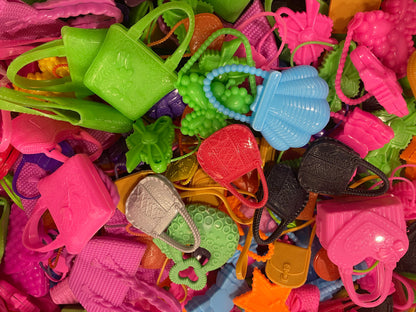 100pcs. Mix Toy Colorful Purses-Fashion Doll Accessories-purses, shoes, jewelry, etc.