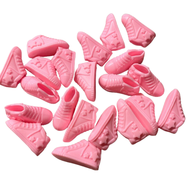 10 pairs of Pink and White Fashion Doll Tennis Shoes