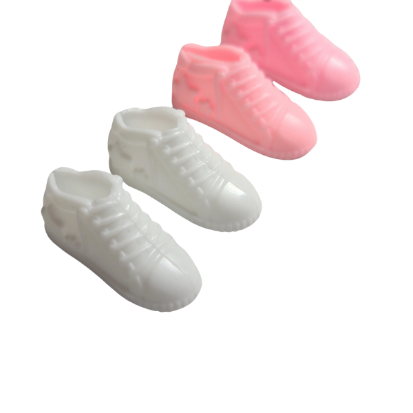 10 pairs of Pink and White Fashion Doll Tennis Shoes