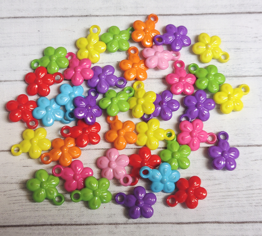 15pcs. Opaque Colorful Flower Pendants-20mm-DIY Jewelry Making I Bracelets