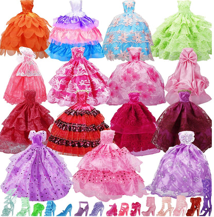 1 Beautiful Fashion Doll Dress + 10pcs. of Accessories-11.5" Dolls