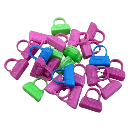 100pcs. Mix Toy Colorful Purses-Fashion Doll Accessories-purses, shoes, jewelry, etc.