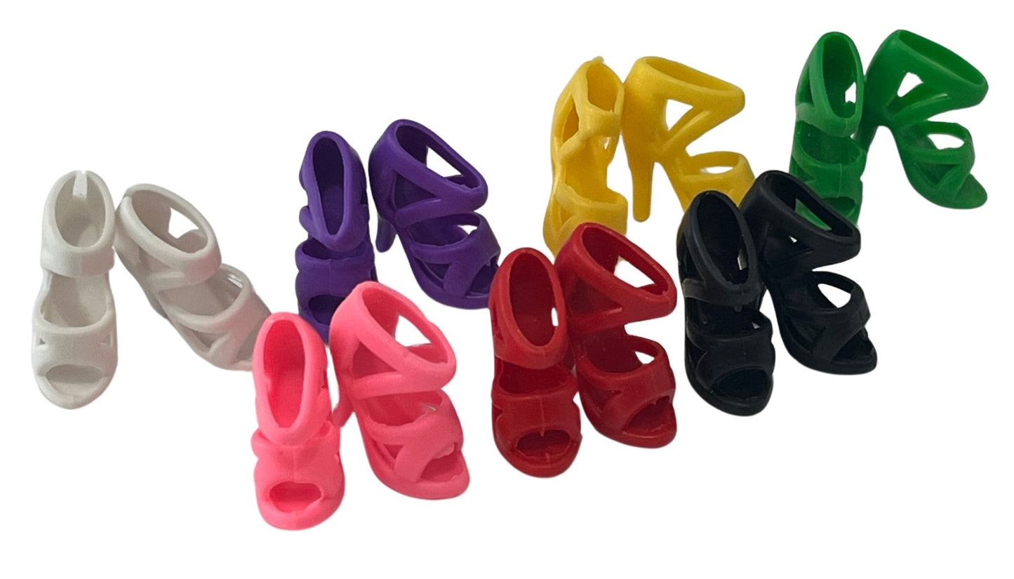 10pcs. Colorful Strapped High Heels for Fashion Dolls-for 11.5"