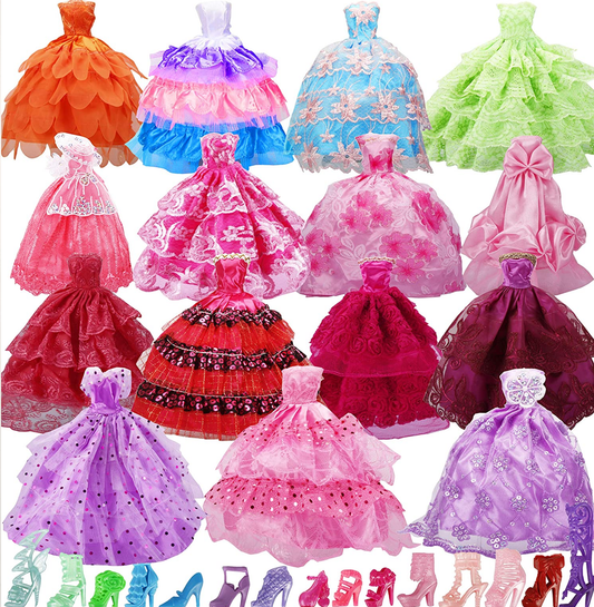 10 Beautiful Fashion Doll Dress + 50pcs. of Accessories